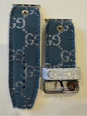 Gucci Silverpoint Denim Spark*l band for Apple Watch, size 2